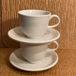 Fiestaware White 2 cups with saucers